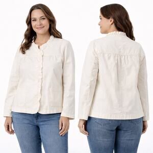 NWT Sonoma Life + Style Ruffle Front Jacket – White –Medium